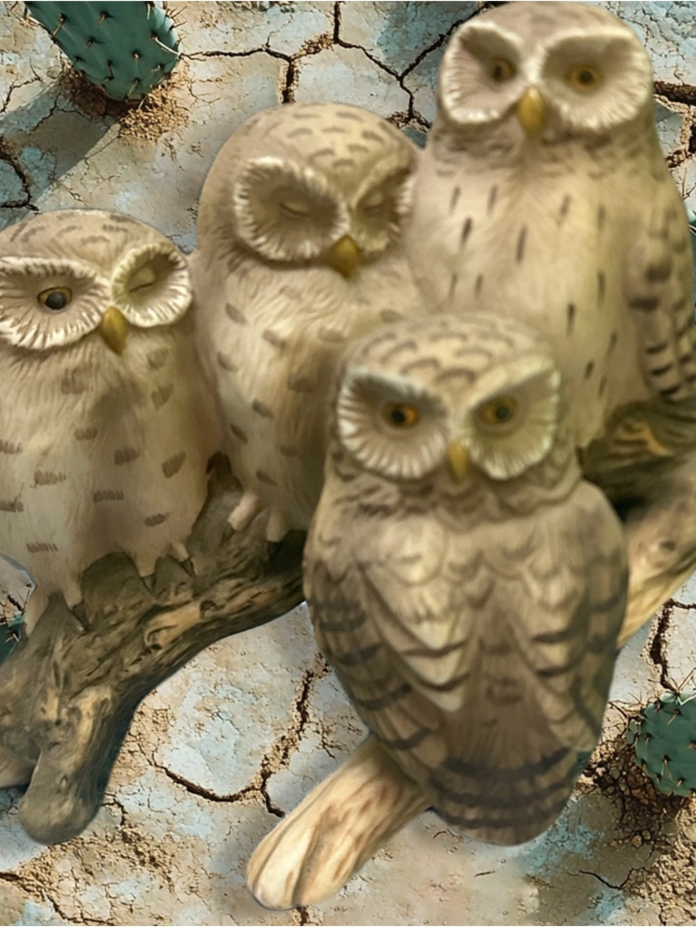 Enesco Hand-Painted Cream Owl Sculpture Set - - Picture 10 of 10